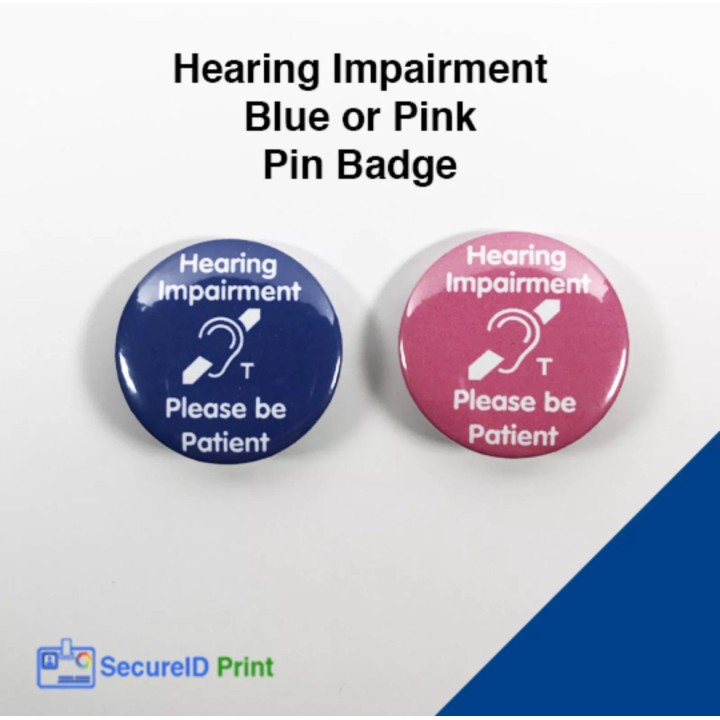 Pink Hearing Loss Card – Personalised with Optional Pin Badge