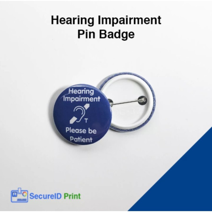 Personalised Hearing Loss Card & Pin Badge | SecureID Print Ltd