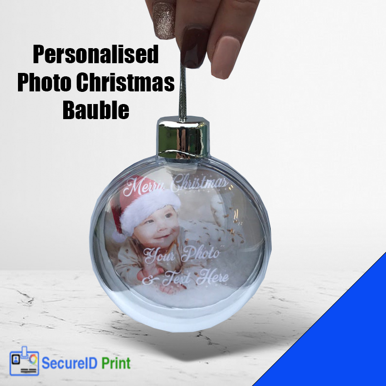 personalised photo christmas bauble