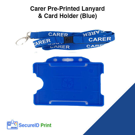 Carer pre-printed lanyard - blue