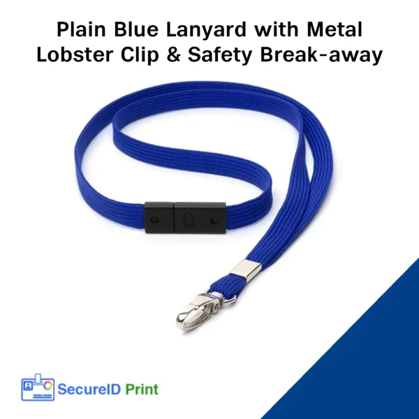 Plain Black Lanyard with Metal Lobster Clip and Safety Break-away