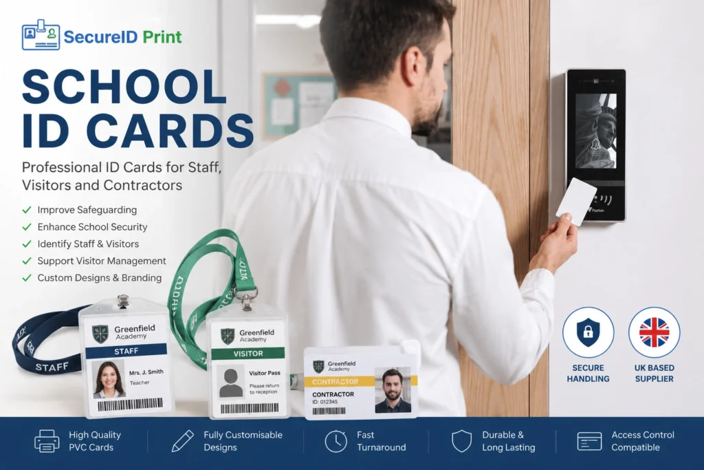 Custom school ID cards for teachers, staff and visitors